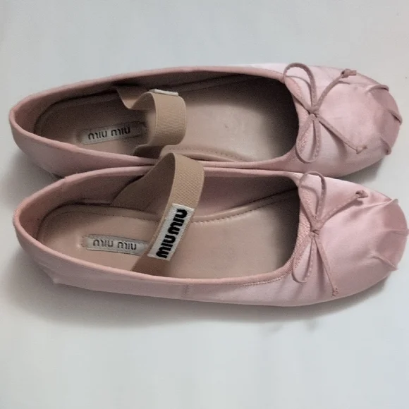Miu Miu Pink Satin Ballet Flats - Picture 15 of 16